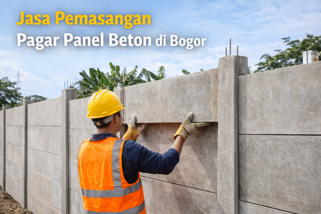 Pemasangan pagar beton di Bogor